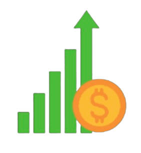 Upward bar chart with a coin